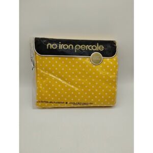 Vintage No-Iron Percale Yellow Polka Dot Double Bottom Fitted Sheet Irregular